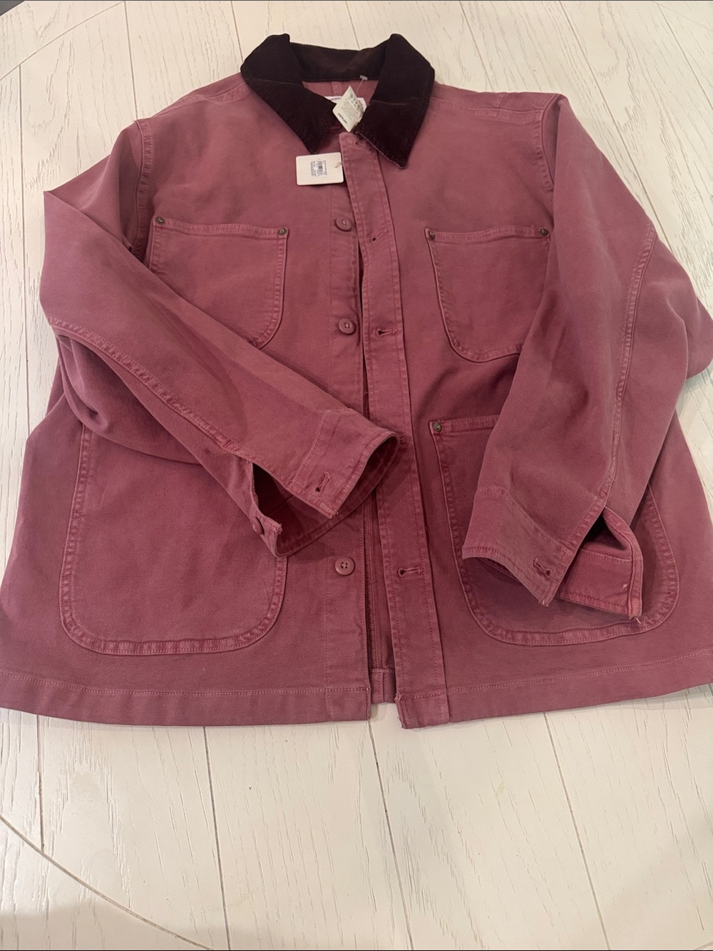 Women’s Mauve Workwear Jacket with Black Collar AERIE x Emily+Merit collab